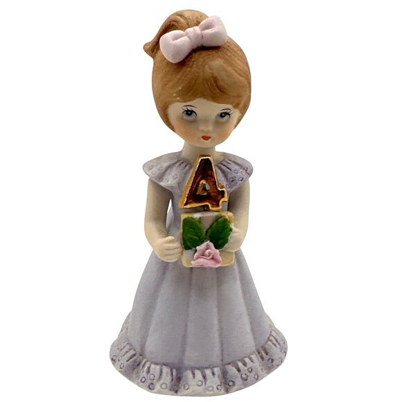 Growing Up Birthday Girls Figurine Age 4 By Enesco Bisque Porcelain Girl - Picture 4 of 4